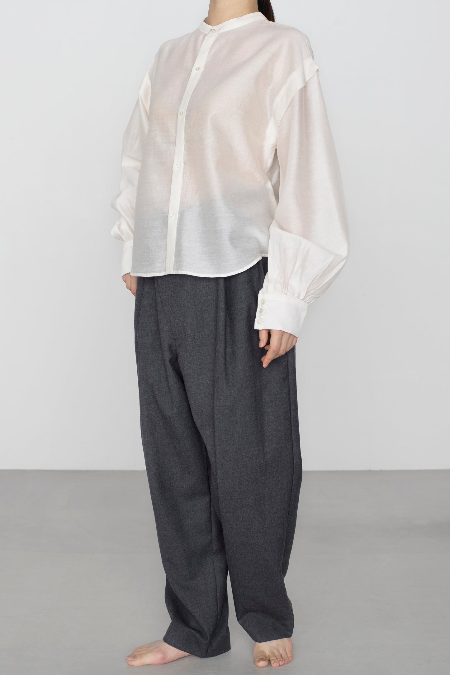 STANDARD / chanderi silk | PUFF SLEEVE BLOUSE white