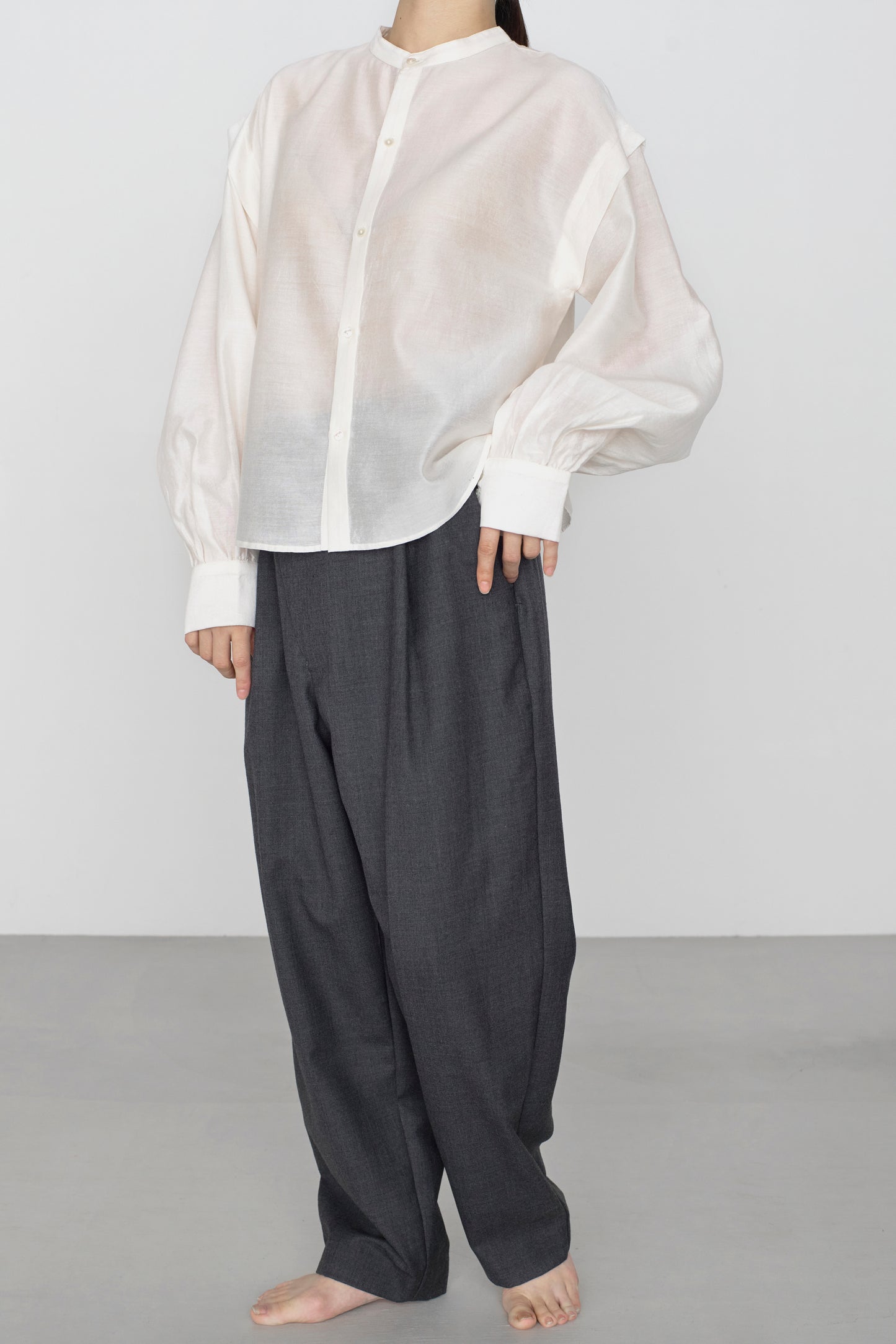 STANDARD / chanderi silk | PUFF SLEEVE BLOUSE white
