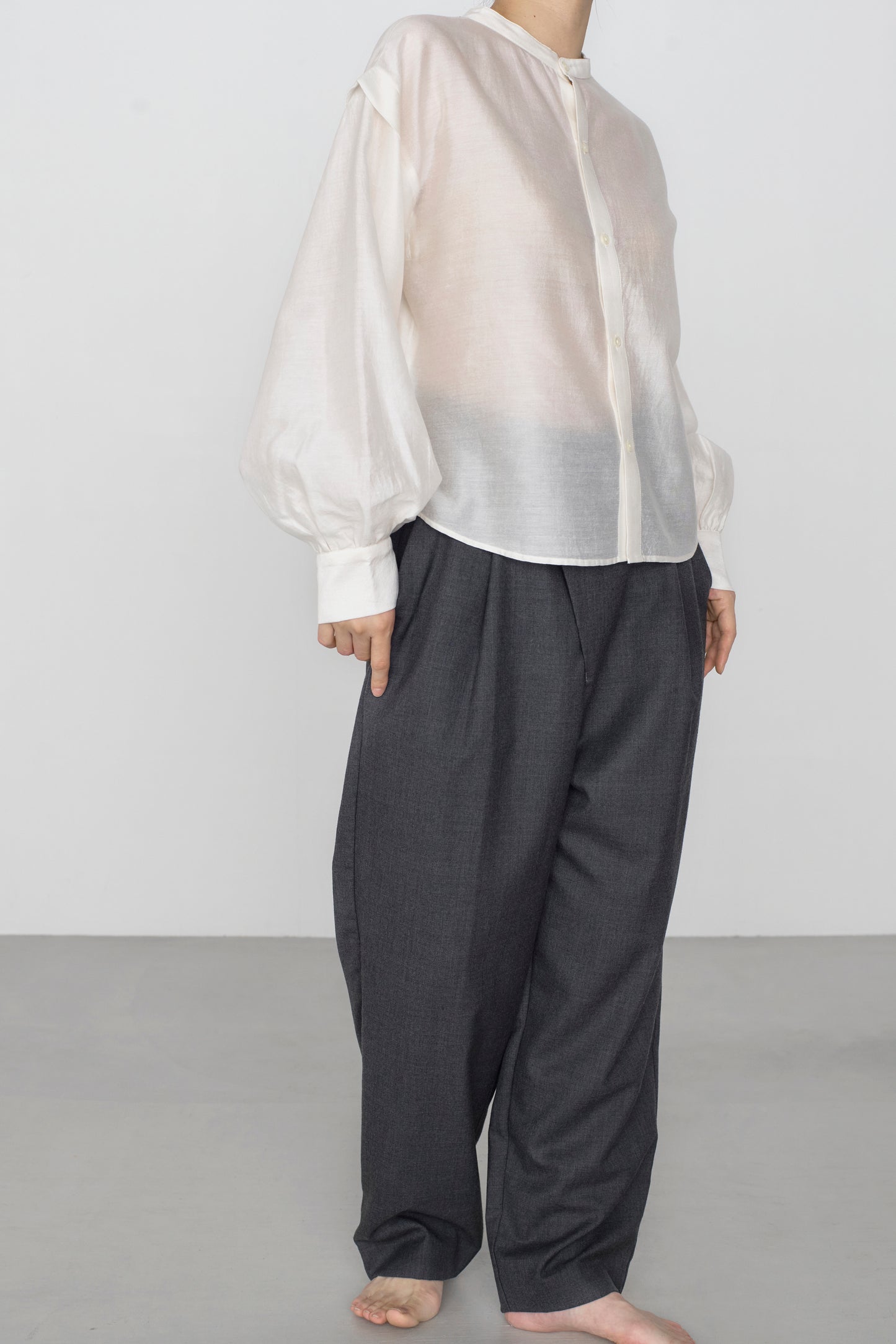 STANDARD / chanderi silk | PUFF SLEEVE BLOUSE white