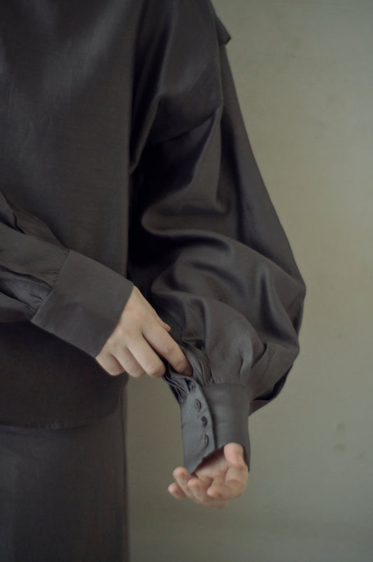 STANDARD / chanderi silk | PUFF SLEEVE BLOUSE gray