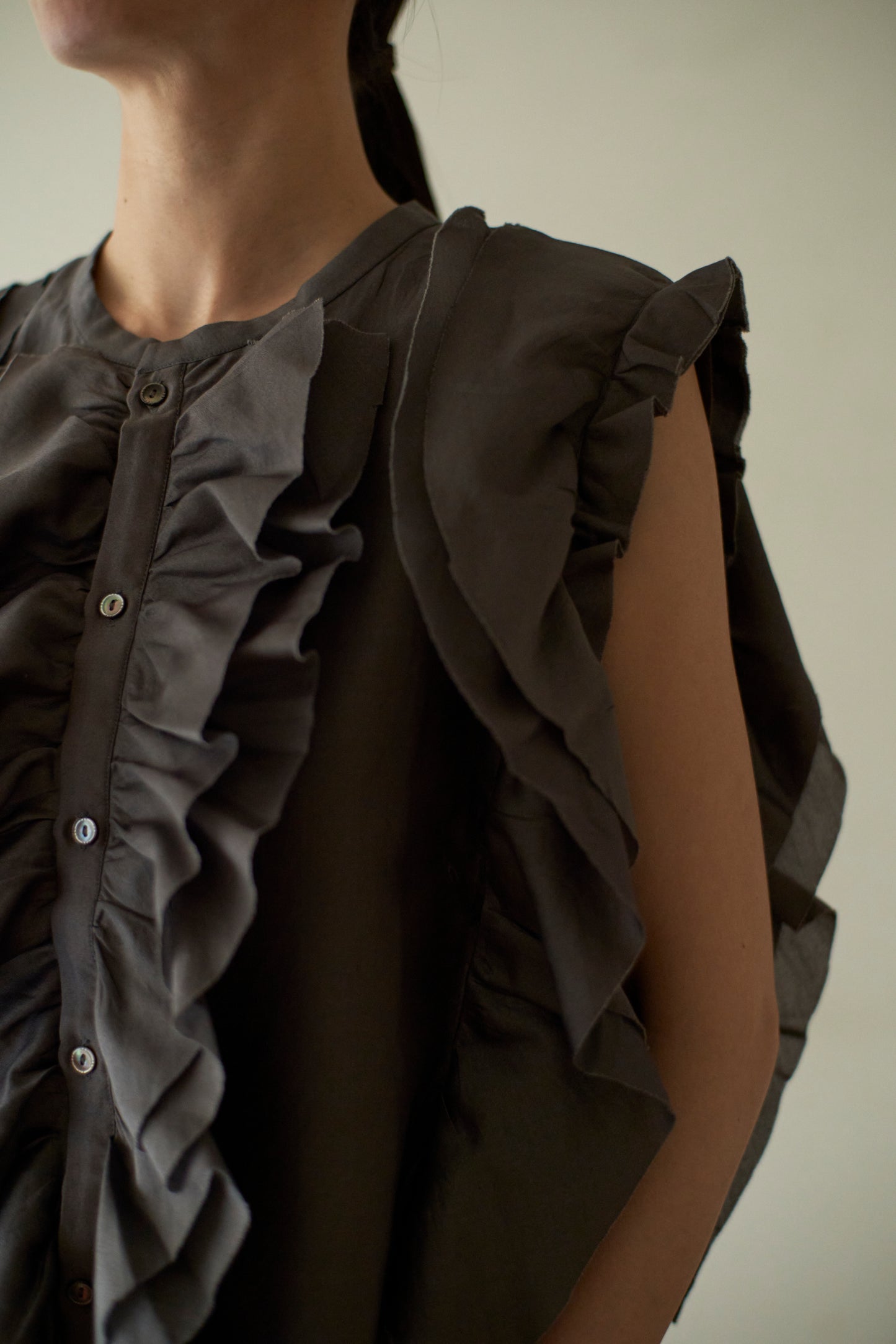 STANDARD / chanderi silk | BIRD BLOUSE gray