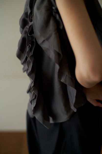 STANDARD / chanderi silk | BIRD BLOUSE gray