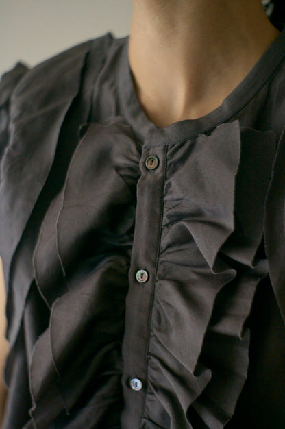 STANDARD / chanderi silk | BIRD BLOUSE gray