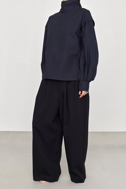 STANDARD / typewriter | HIGH COLLAR BLOUSE dark navy
