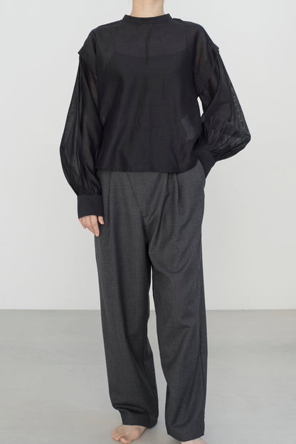 STANDARD / chanderi silk | PUFF SLEEVE BLOUSE black