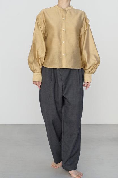 STANDARD / chanderi silk | PUFF SLEEVE BLOUSE camel