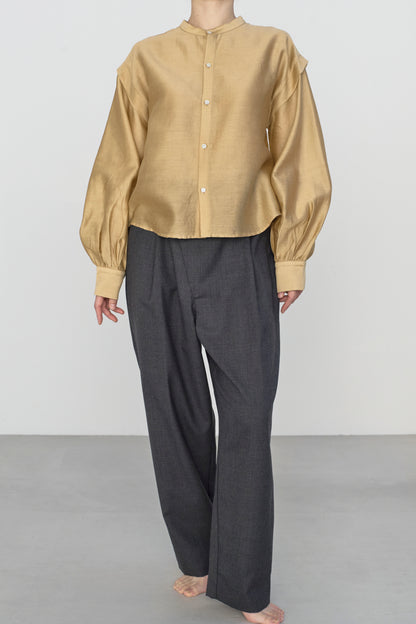 STANDARD / chanderi silk | PUFF SLEEVE BLOUSE camel