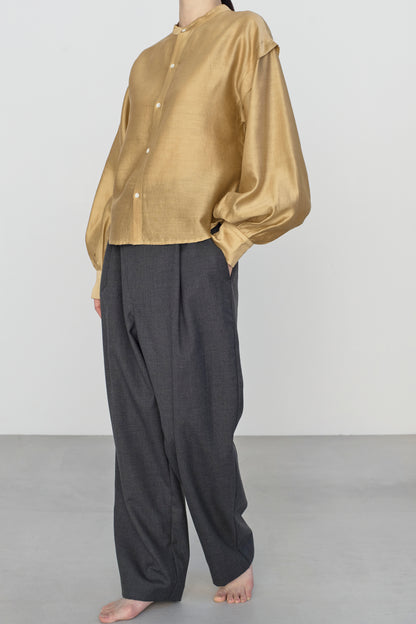 STANDARD / chanderi silk | PUFF SLEEVE BLOUSE camel