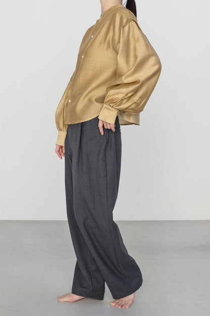 STANDARD / chanderi silk | PUFF SLEEVE BLOUSE camel