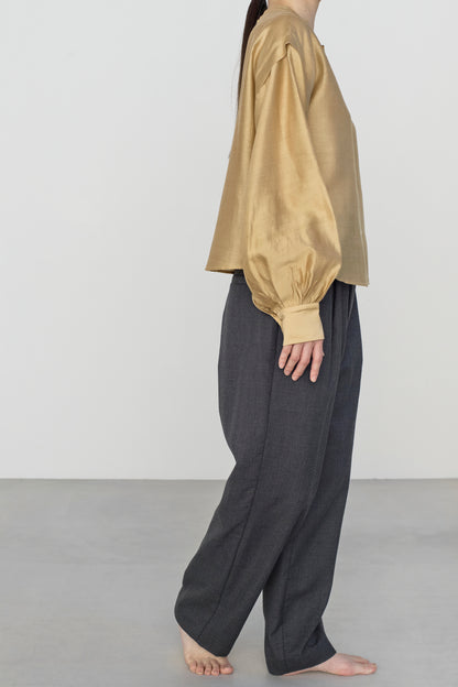 STANDARD / chanderi silk | PUFF SLEEVE BLOUSE camel