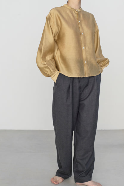 STANDARD / chanderi silk | PUFF SLEEVE BLOUSE camel