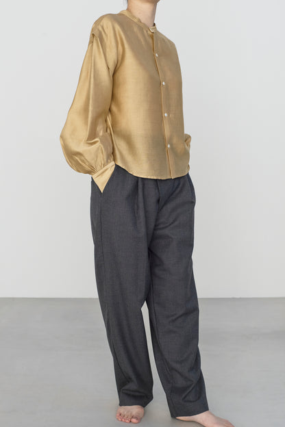 STANDARD / chanderi silk | PUFF SLEEVE BLOUSE camel