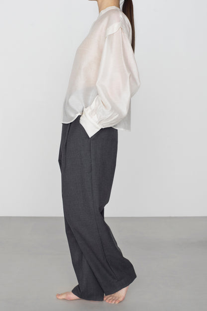 STANDARD / chanderi silk | PUFF SLEEVE BLOUSE white