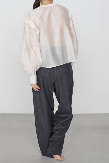 STANDARD / chanderi silk | PUFF SLEEVE BLOUSE white