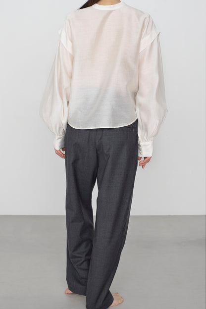 STANDARD / chanderi silk | PUFF SLEEVE BLOUSE white