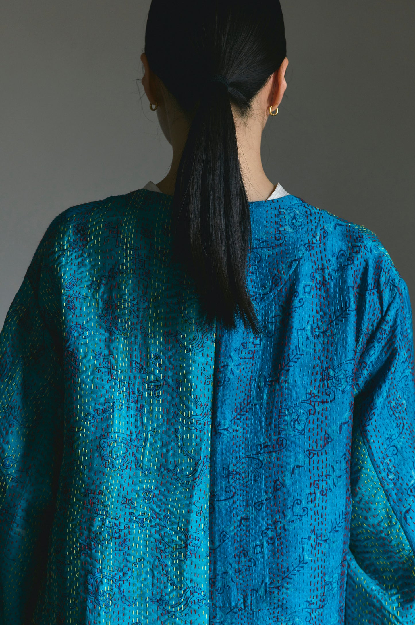 KANTHA｜NO COLLAR ROBE