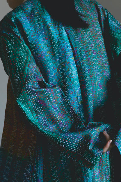 KANTHA｜NO COLLAR ROBE