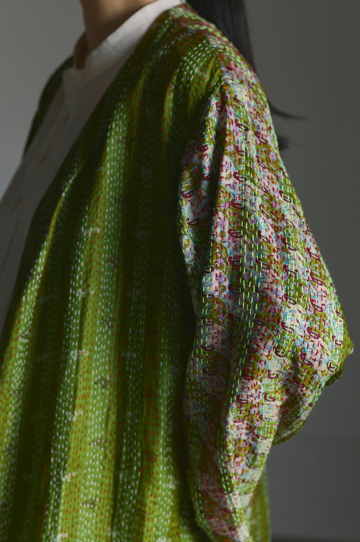 KANTHA｜NO COLLAR ROBE