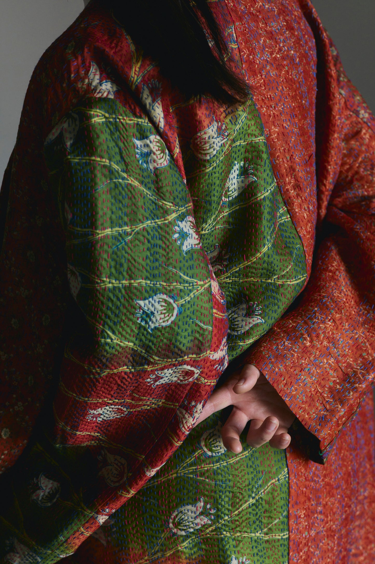 KANTHA｜NO COLLAR ROBE