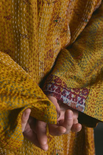 KANTHA｜NO COLLAR ROBE