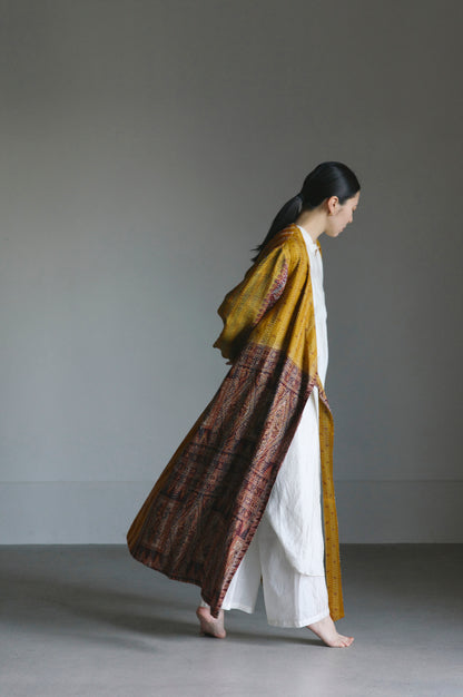 KANTHA｜NO COLLAR ROBE