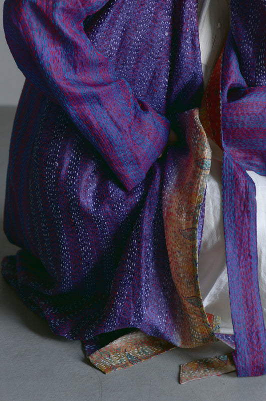 KANTHA｜NO COLLAR ROBE