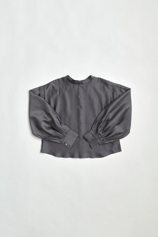 STANDARD / chanderi silk | PUFF SLEEVE BLOUSE gray