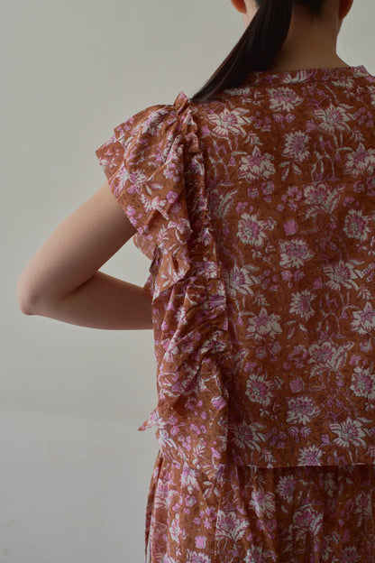 BLOCK PRINT  | RUFFLE BLOUSE / COUNTERPOINT