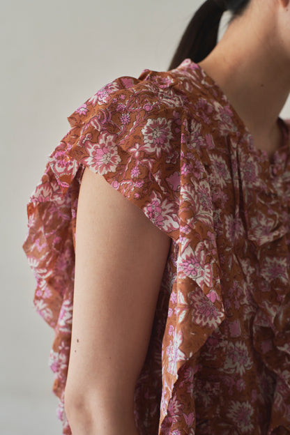BLOCK PRINT  | RUFFLE BLOUSE / COUNTERPOINT