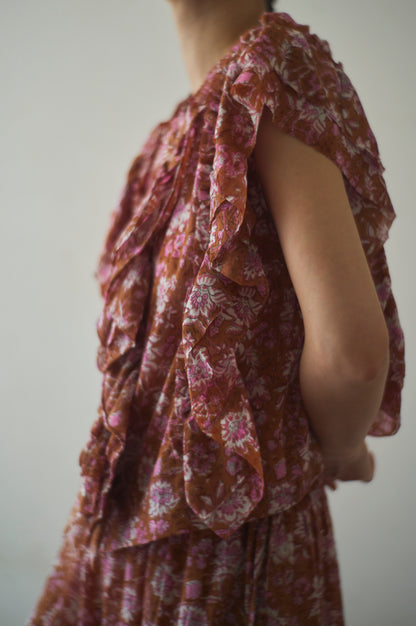 BLOCK PRINT  | RUFFLE BLOUSE / COUNTERPOINT