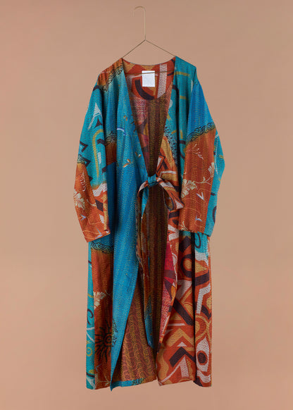 KANTHA｜NO COLLAR ROBE